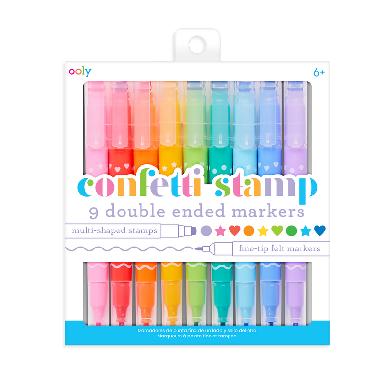 Confetti Stamp Double-Ended Markers - Set of 9