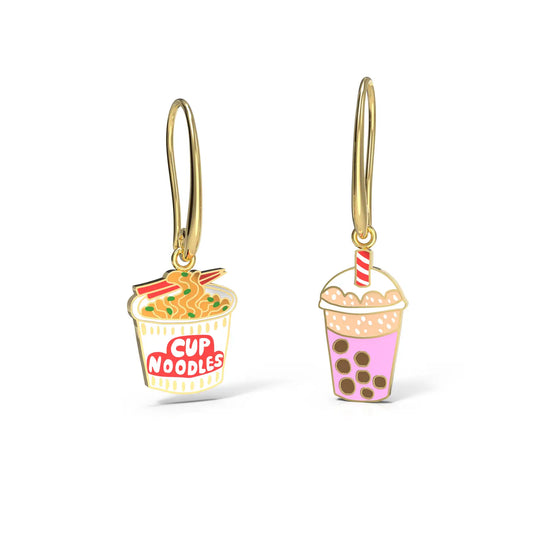 Cup Noodle & Boba Earrings