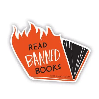 Read Banned Books (flames) sticker