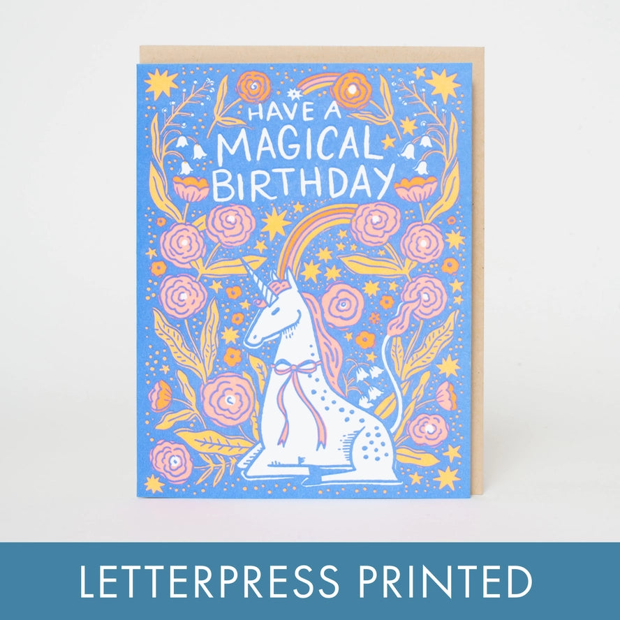 Birthday Folk Unicorn Letterpress Greeting Card By Hello!Lucky