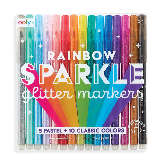 Rainbow Sparkle Glitter Markers - set of 15 | ooly