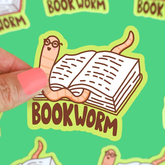 Bookworm Nerdy Vinyl Sticker | Turtle’s Soup