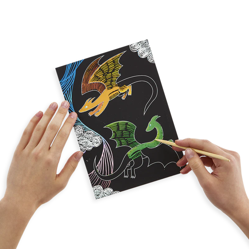 Fantastic Dragon Scratch and Scribble Scratch Art Kit | ooly