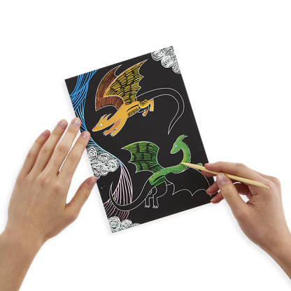 Fantastic Dragon Scratch and Scribble Scratch Art Kit | ooly